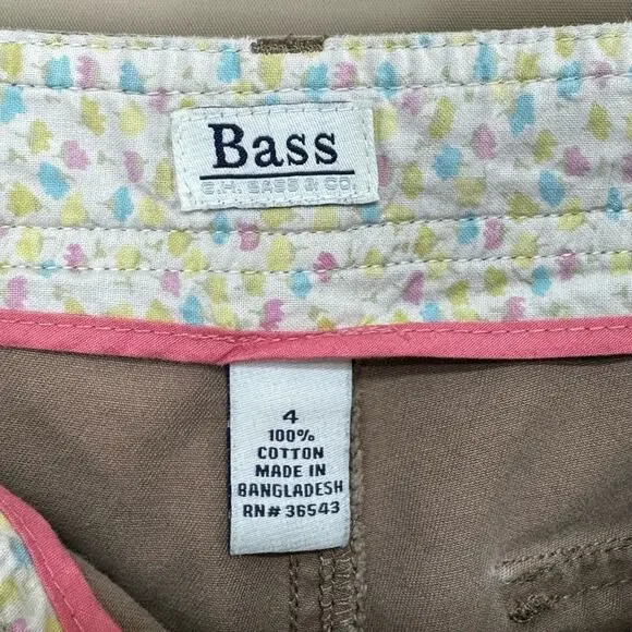 Vintage‎ Bass | 100% Cotton Y2K Khaki Ankle Pants Mid-Rise Straight Leg Size 4 - Picture 7 of 8